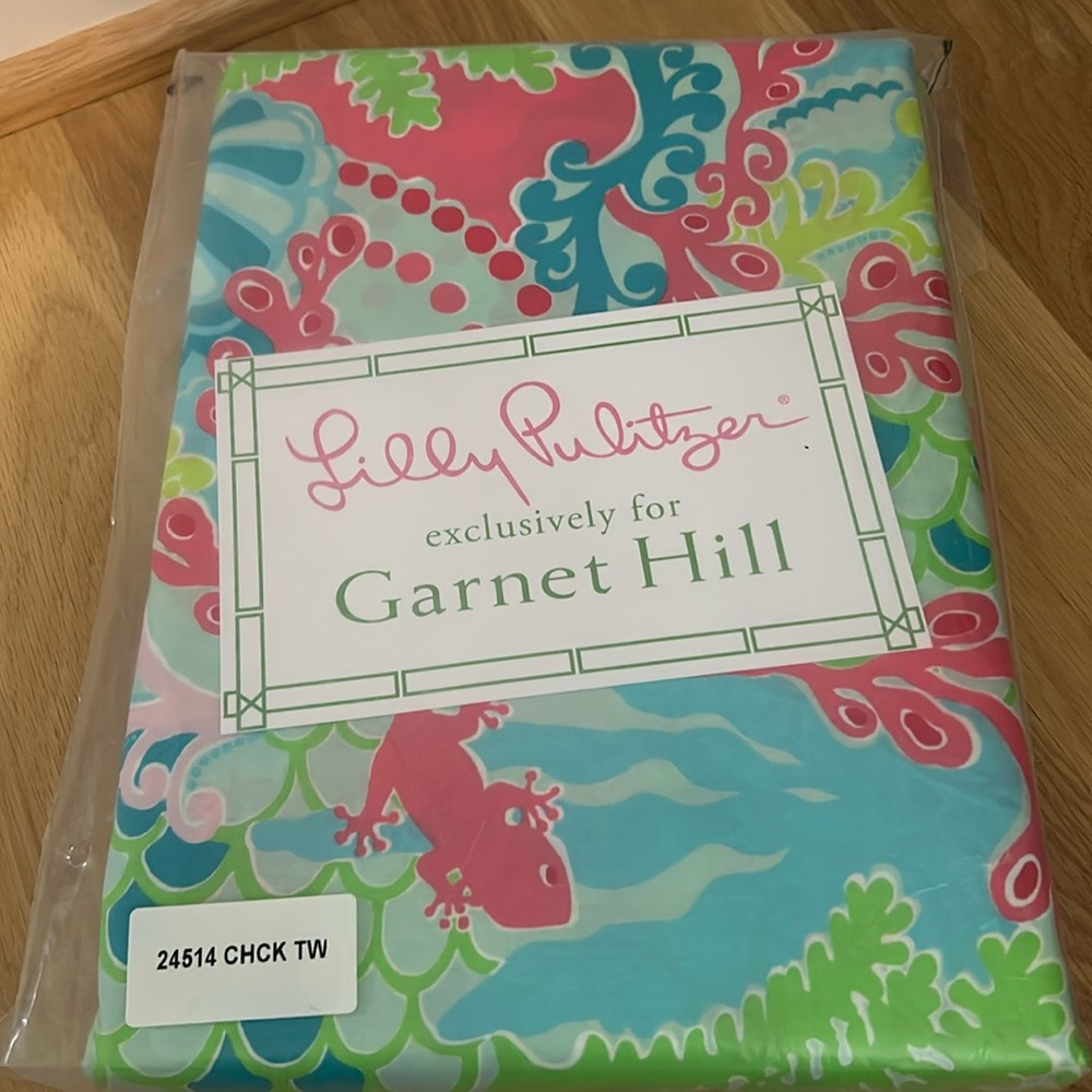 NWT Lilly Pulitzer for Garnet Hill Duvet Cover Twin Sz AND Standard Sham - Picture 2 of 6